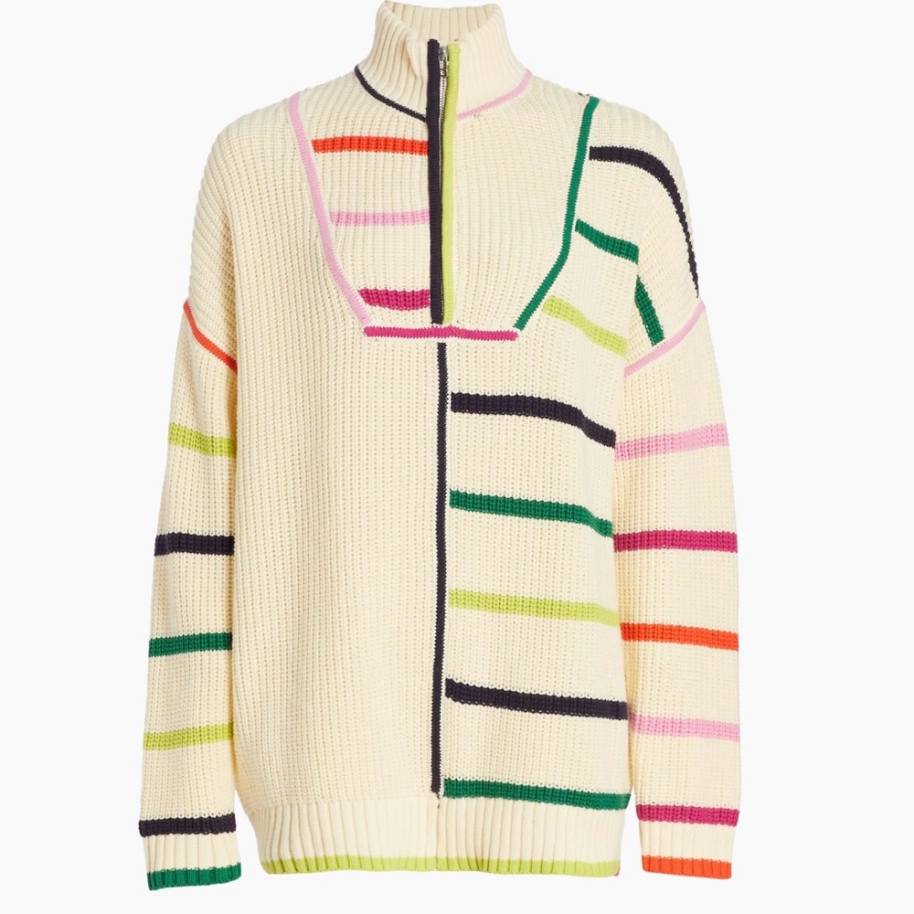 Staud Hampton Striped Oversized Sweater